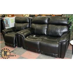 NEW BLACK LEATHERETTE ELECTRIC RECLINING LOVESEAT