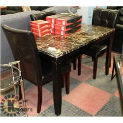 ESTATE FAUX MARBLE TABLE W/ 3 LEATHER