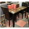 Image 1 : ESTATE FAUX MARBLE TABLE W/ 3 LEATHER