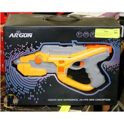 GREY  AND ORANGE AR GUN FOR USE WITH PHONE APP