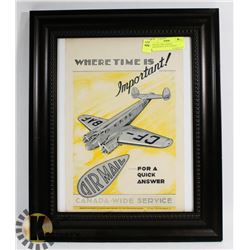 VINTAGE WW2 AIRMAIL ADVERTISING SIGN, FRAMED