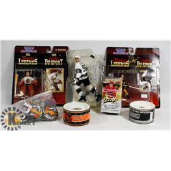 BOX OF  ASSORTED HOCKEY COLLECTIBLES AND MORE