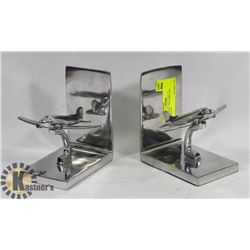 ALUMINUM 1950'S AIRPLANE BOOKENDS