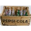 Image 1 : WOOD PEPSI POP CRATE WITH 23 RANDOM POP BOTTLES