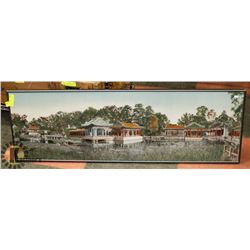 LARGE ANTIQUE ASIAN TAPESTRY, FRAMED 48" X 16"