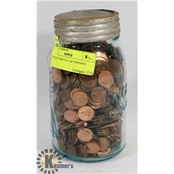 ANTIQUE JAR FULL OF PENNIES