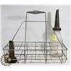 Image 1 : 1940'S OIL BOTTLE RACK WITH BOTTLE AND EXTRA SPOUT