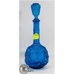 BLUE GLASS COLLECTIBLE ALCOHOL BOTTLE