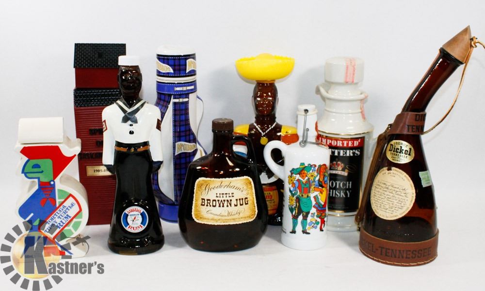 LOT OF ASSORTED COLLECTIBLE EMPTY ALCOHOL BOTTLES Kastner Auctions