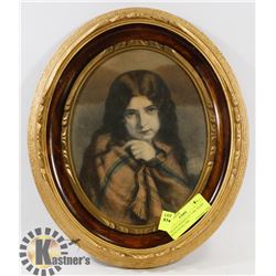 T.EATON ANTIQUE PICTURE FRAME WITH YOUNG GIRL