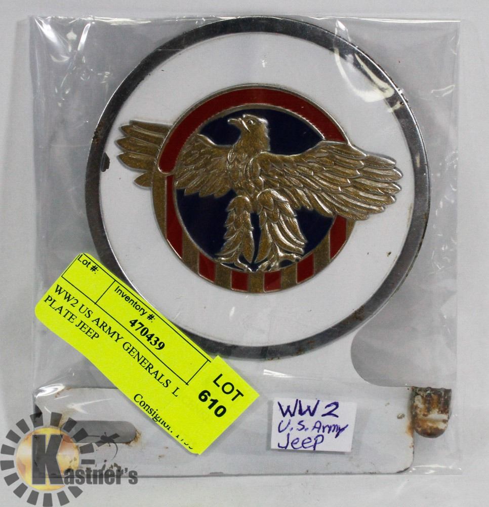 WW2 US ARMY GENERALS LICENSE PLATE JEEP Kastner Auctions