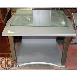 SILVER & GLASS TV STAND 31" X 23" X 22"