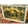 Image 1 : FRAMED VINTAGE PAINTING MOUNTAIN SCENE