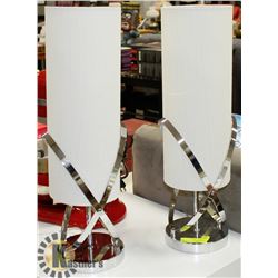 SHOWHOME PAIR OF TABLE LAMPS W/ CHROME BASE, 24"H