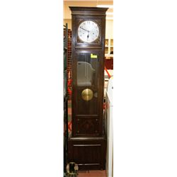 VINTAGE GERMAN KEY WOUND GRANDFATHER CLOCK 73"H