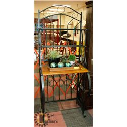 METAL BAKER'S RACK W/2 SHELVES & BUILT-IN