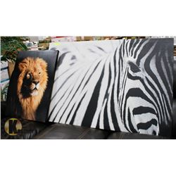 SET OF 2 CANVAS SAFARI PICTURES - ZEBRA