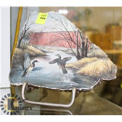 STONE SLAB DUCK PICTURE W/STAND