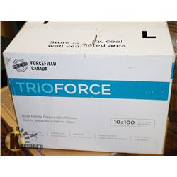 CASE OF TRIO FORCE  BLUE NITRILE GLOVES, POWDER