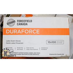 CASE OF DURAFORCE LATEX EXAM GLOVES, POWDER FREE