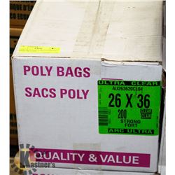 CASE OF 26 X 36 ULTRA CLEAR POLY BAGS, 200 / CASE