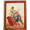 Image 1 : 1970 FRAMED PAINTING BULLFIGHTER AND BULL