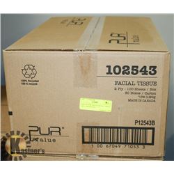 CASE OF PUR VALUE FACIAL TISSUE, 2 PLY, 100 SHEETS