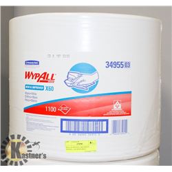 ROLL OF WYPALL X60 WHITE WIPERS, 1100 WIPES/ROLL