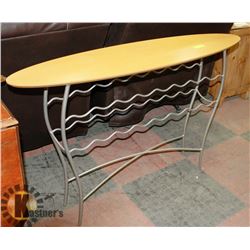 OVAL WOOD TONE WINE RACK SOFA TABLE 48 X 12 X 31
