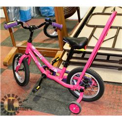 KIDS BIKE WITH TRICYCLE WHEELS - PINK -