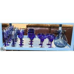 #4 -25 PC LOT OF ASSORTED BLUE GLASS
