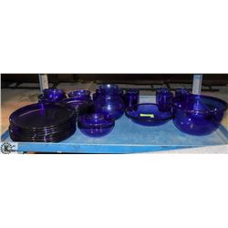 32 PC LOT OF ASSORTED BLUE GLASS