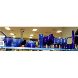 #5 -34 PC LOT OF ASSORTED BLUE GLASS