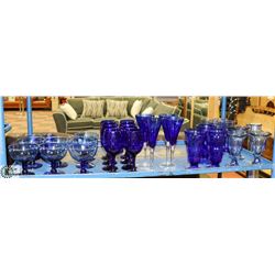 #7 -33 PC LOT OF ASSORTED BLUE GLASS