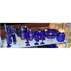 #8 -32 PC LOT OF ASSORTED BLUE GLASS