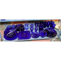 #3 -37 PC LOT OF ASSORTED BLUE GLASS