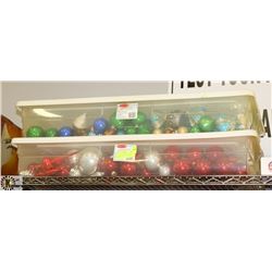 2 TOTES OF SEASONAL CHRISTMAS ORNAMENTS