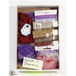 BOX OF BEADS & CHARMS FOR CRAFTING