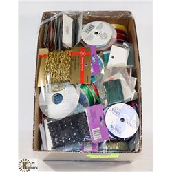 BOX OF ASSORTED RIBBON