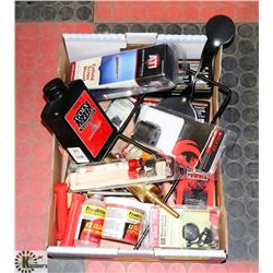 BOX FULL OF MUZZLE LOADING ACCESSORIES
