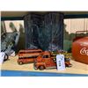 Image 1 : DECOR ITEMS INCLUDING ; FIRE TRUCK, LONDON DOUBLE DECKER BUS & ATLAS DIVIDER