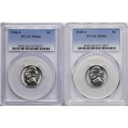 Lot of 1948-S & 1949-S Jefferson Nickel Coins PCGS MS66