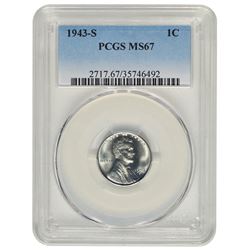1943-S Lincoln Steel Cent Coin PCGS MS67