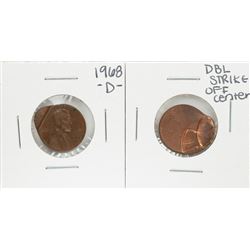 Lot of (2) Lincoln Cent Off Center Strike Error Coins