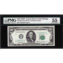 1950E $100 Federal Reserve Note Chicago Fr.2162-G PMG About Uncirculated 55