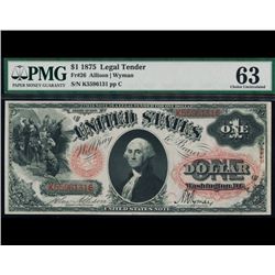 1875 $1 Legal Tender Note PMG 63