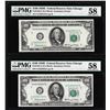 Image 1 : Lot of (2) 1950E $100 Federal Reserve Notes Chicago PMG Choice About Uncirculated 58