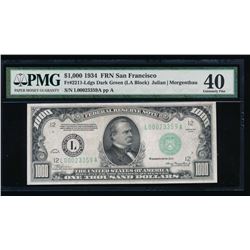 1934 $1000 San Francisco Federal Reserve Note PMG 40