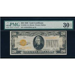 1928 $20 Gold Certificate PMG 30EPQ