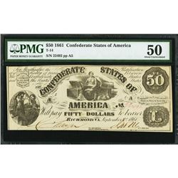 1861 $50 Confederate States of America Note PMG 50